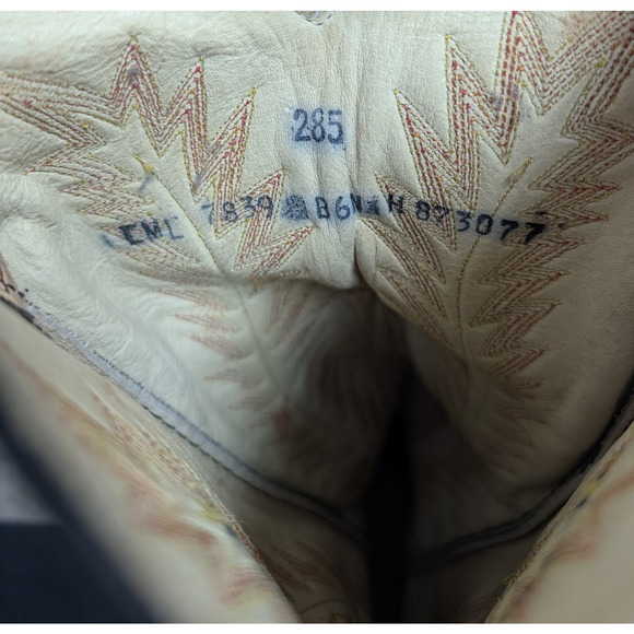 Larry Mahan Western Boots Womens 8.5B Python Snakeskin Red Color Block Rodeo - Picture 9 of 12